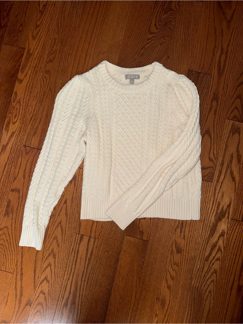 J. Crew Ivory Cable Crewneck Sweater